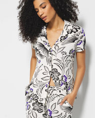 Soma / Short Sleeve Notch Collar Pajama Top FLY BY NIGHT CHMPGNE DRMS