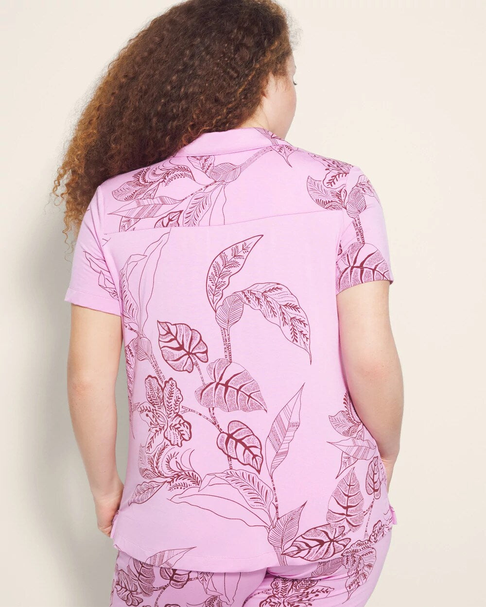 Soma / Short Sleeve Notch Collar Pajama Top BALI BATIK META MAUVE