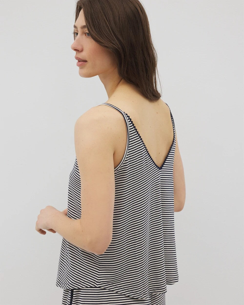 Soma / Pom Trim Pajama Cami NIGHTCAP STRIPE NAVY