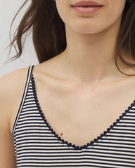 Soma / Pom Trim Pajama Cami NIGHTCAP STRIPE NAVY
