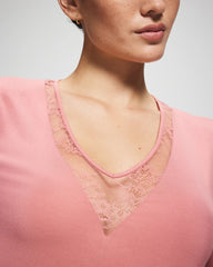 Soma / Lace Long Sleeve Pajama Top ANTIQUE PINK