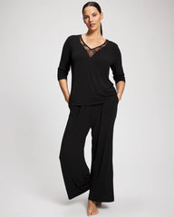 Soma / Lace Long Sleeve Pajama Top BLACK