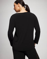 Soma / Lace Long Sleeve Pajama Top BLACK
