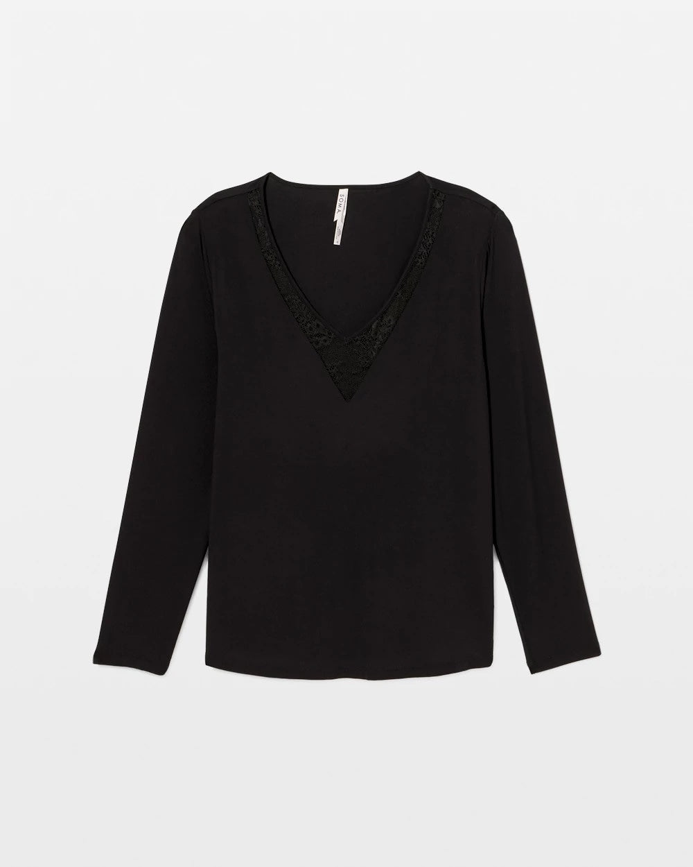 Soma / Lace Long Sleeve Pajama Top BLACK