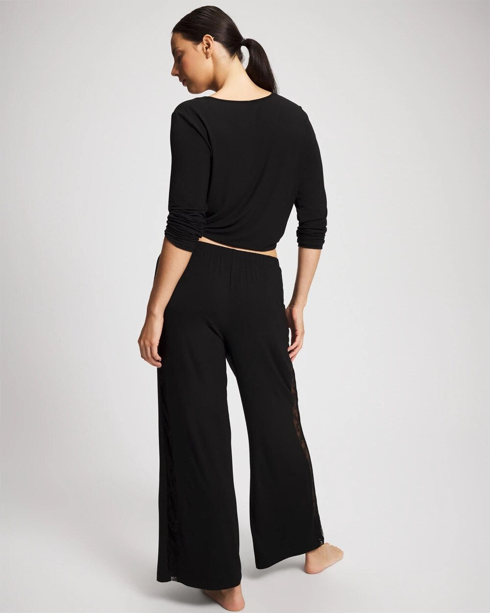 Soma / Lace Relaxed Wide Leg Pajama Pant BLACK