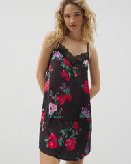 Soma / Lace Trim Chemise RHAPSODY FLORA BLACK