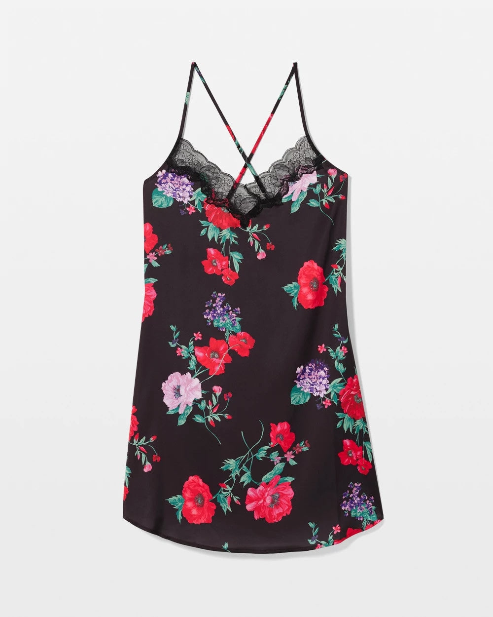 Soma / Lace Trim Chemise RHAPSODY FLORA BLACK