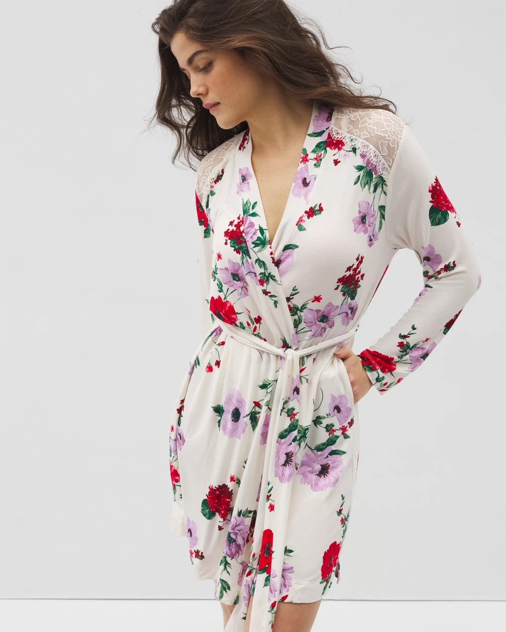 Soma / Short Robe With Lace RHAPSODY FLORAL SUGAR