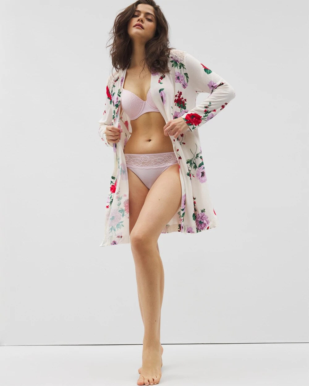 Soma / Short Robe With Lace RHAPSODY FLORAL SUGAR