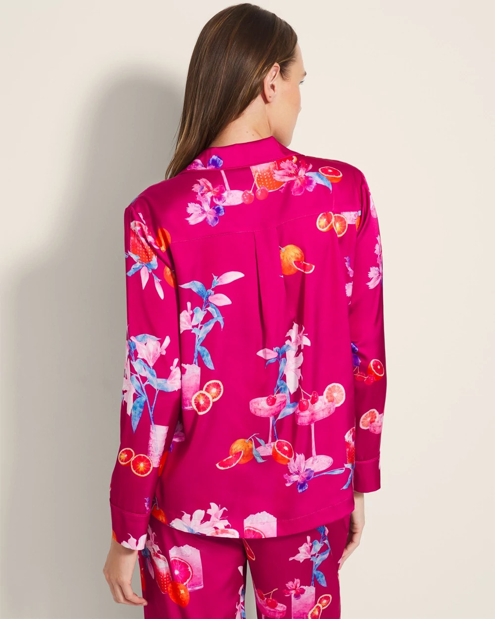 Soma / Long-Sleeve Notch Collar Pajama Top ORANGE YOU GLAD PINK COSM