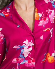 Soma / Long-Sleeve Notch Collar Pajama Top ORANGE YOU GLAD PINK COSM