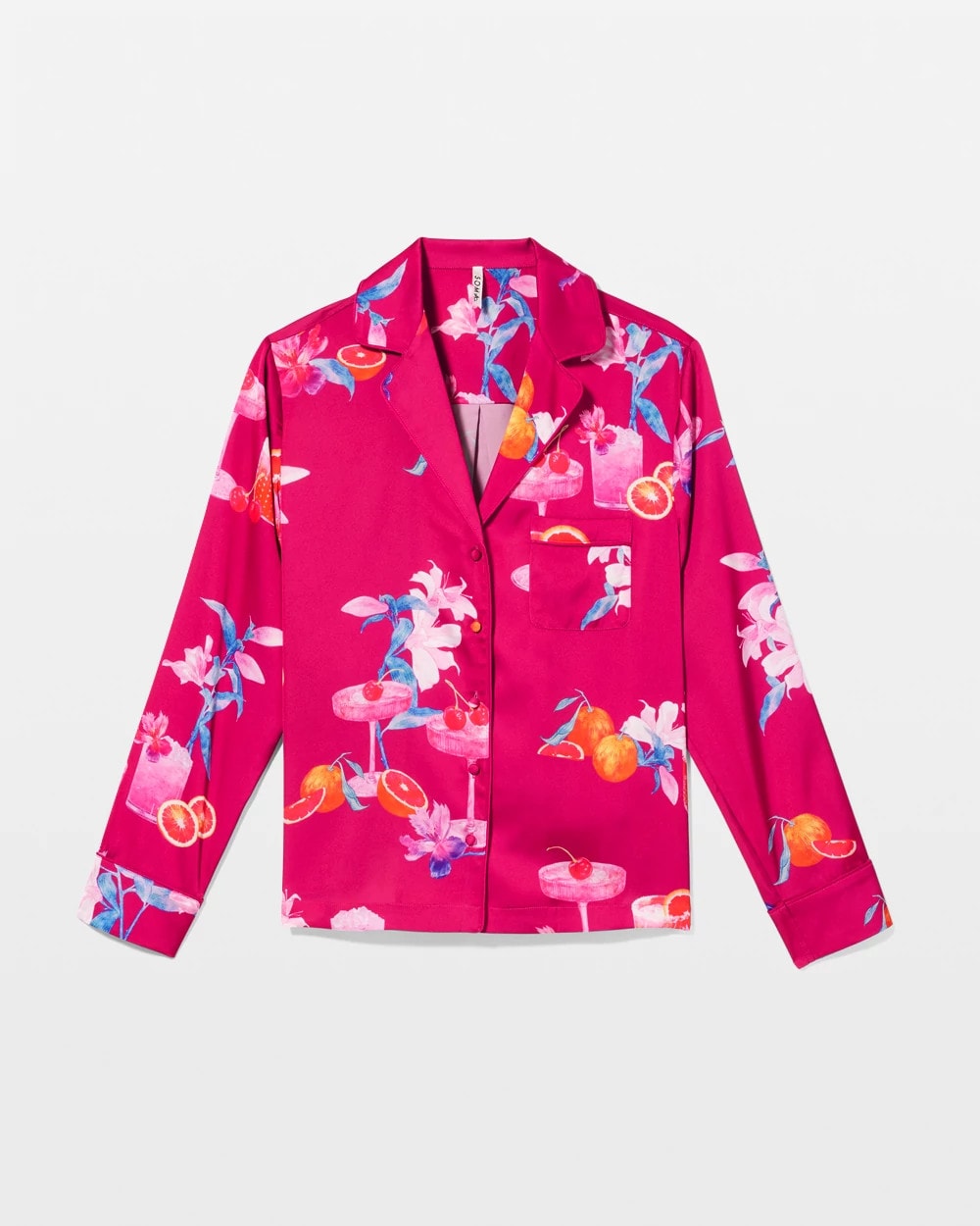 Soma / Long-Sleeve Notch Collar Pajama Top ORANGE YOU GLAD PINK COSM
