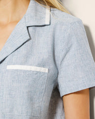 Soma / Short-Sleeve Notch Collar Pajama Top IDYLLIC BLUE CROSSDYE