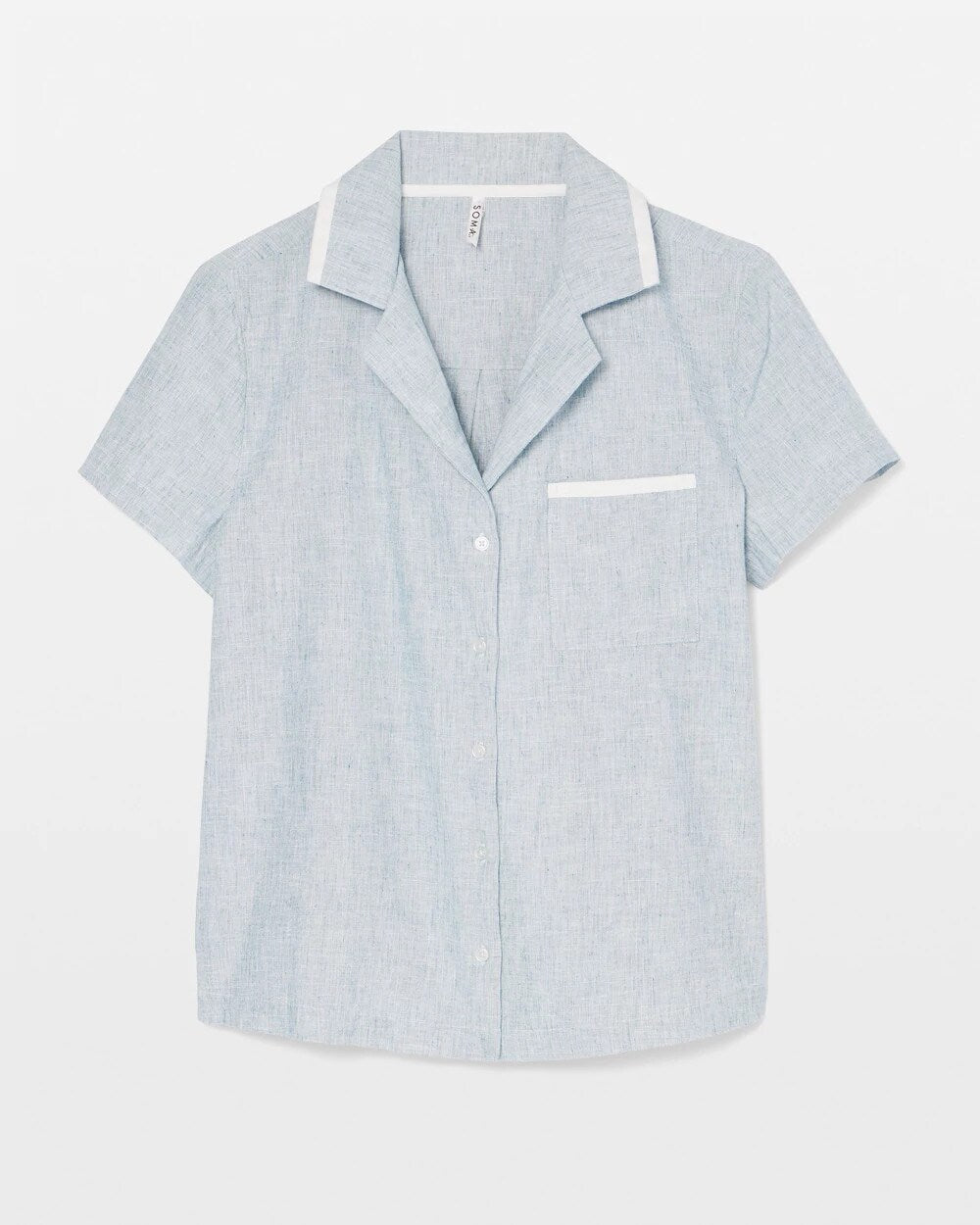 Soma / Short-Sleeve Notch Collar Pajama Top IDYLLIC BLUE CROSSDYE