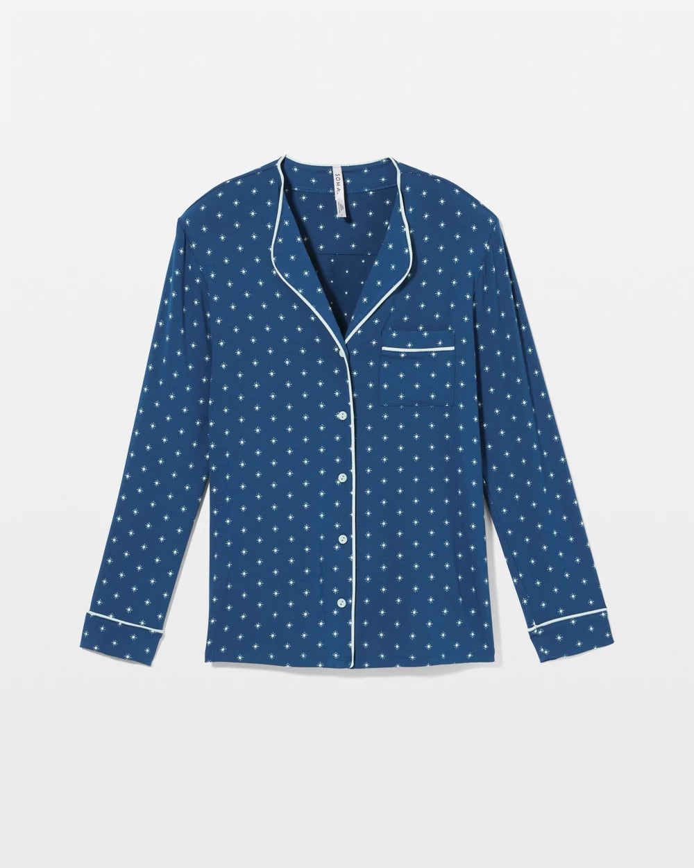 Soma / Piped Long-Sleeve Notch Pajama Top CELEBRATED DOT BLUE