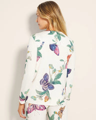Soma / Piped Long-Sleeve Notch Pajama Top WINGED WONDERS DRAMA CHMP