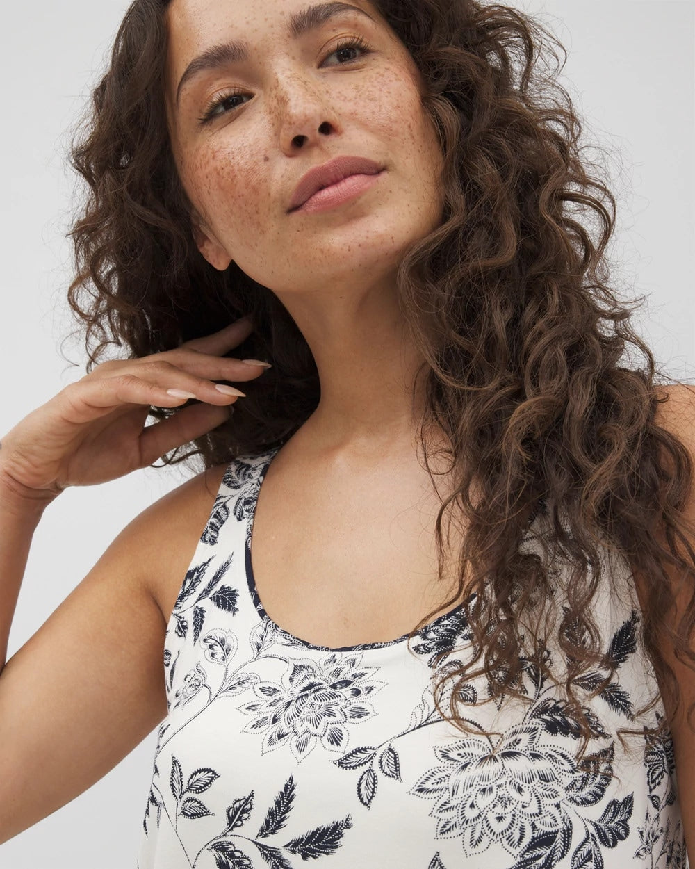 Soma / Pajama Tank With Piping MEANDERING GARDEN CHAMP