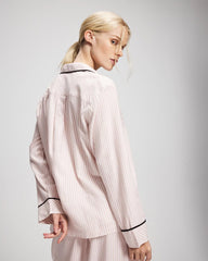 Soma / Long-Sleeve Notch Collar Pajama Top STOCKING STRIPE VERT PINK