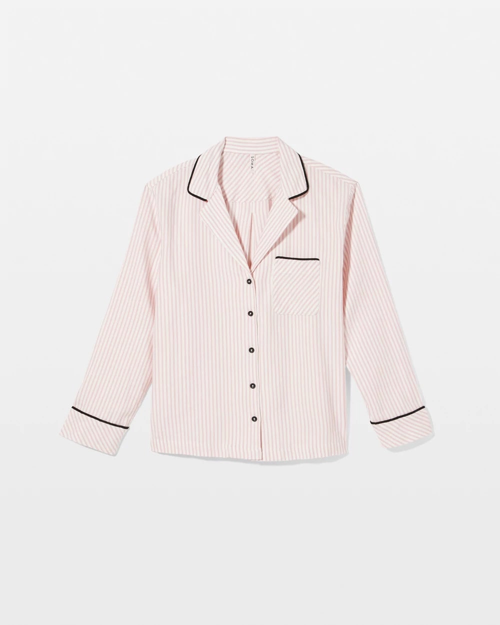 Soma / Long-Sleeve Notch Collar Pajama Top STOCKING STRIPE VERT PINK