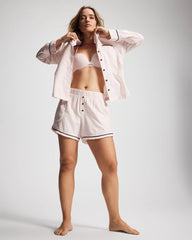 Soma / Velvet Piped Boxer Pajama Short STOCKING STRIPE VERT PINK