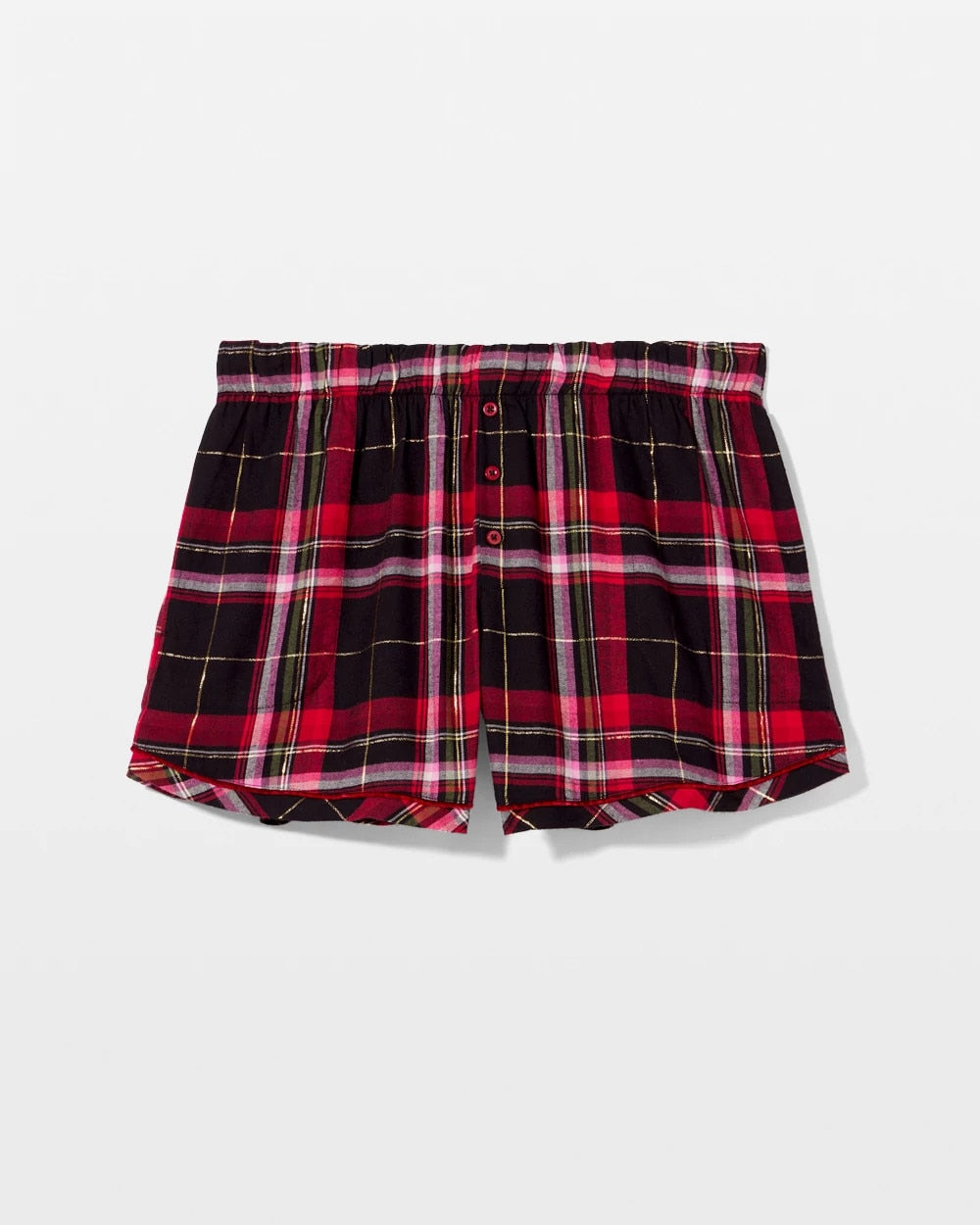 Soma / Velvet Piped Boxer Pajama Short MAD FOR PLAID BLACK