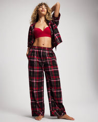 Soma / Velvet Piped Relaxed Pajama Pant MAD FOR PLAID BLACK