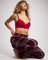 Soma / Velvet Piped Relaxed Pajama Pant MAD FOR PLAID BLACK