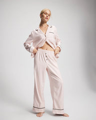 Soma / Velvet Piped Relaxed Pajama Pant STOCKING STRIPE VERT PINK