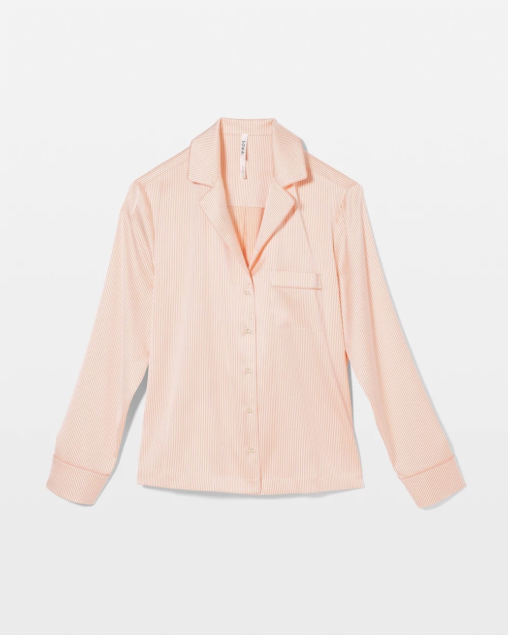 Soma / Long-Sleeve Notch Collar Pajama Top PIN STRIPE VERTICAL PEACH
