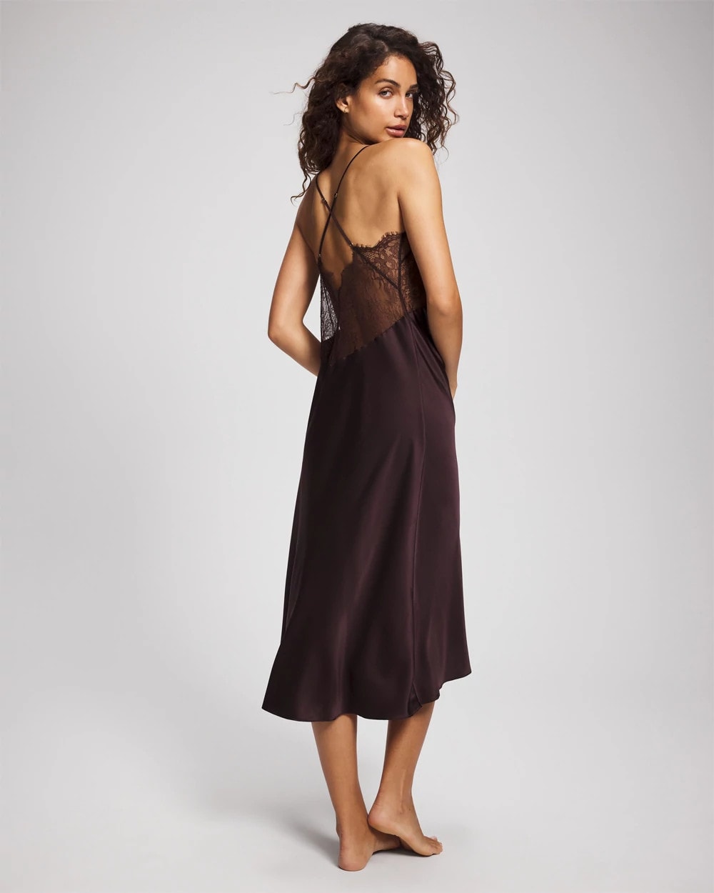 Soma / Soma’s Sexiest Silk + Lace Gown CHOCOLATE PLUM