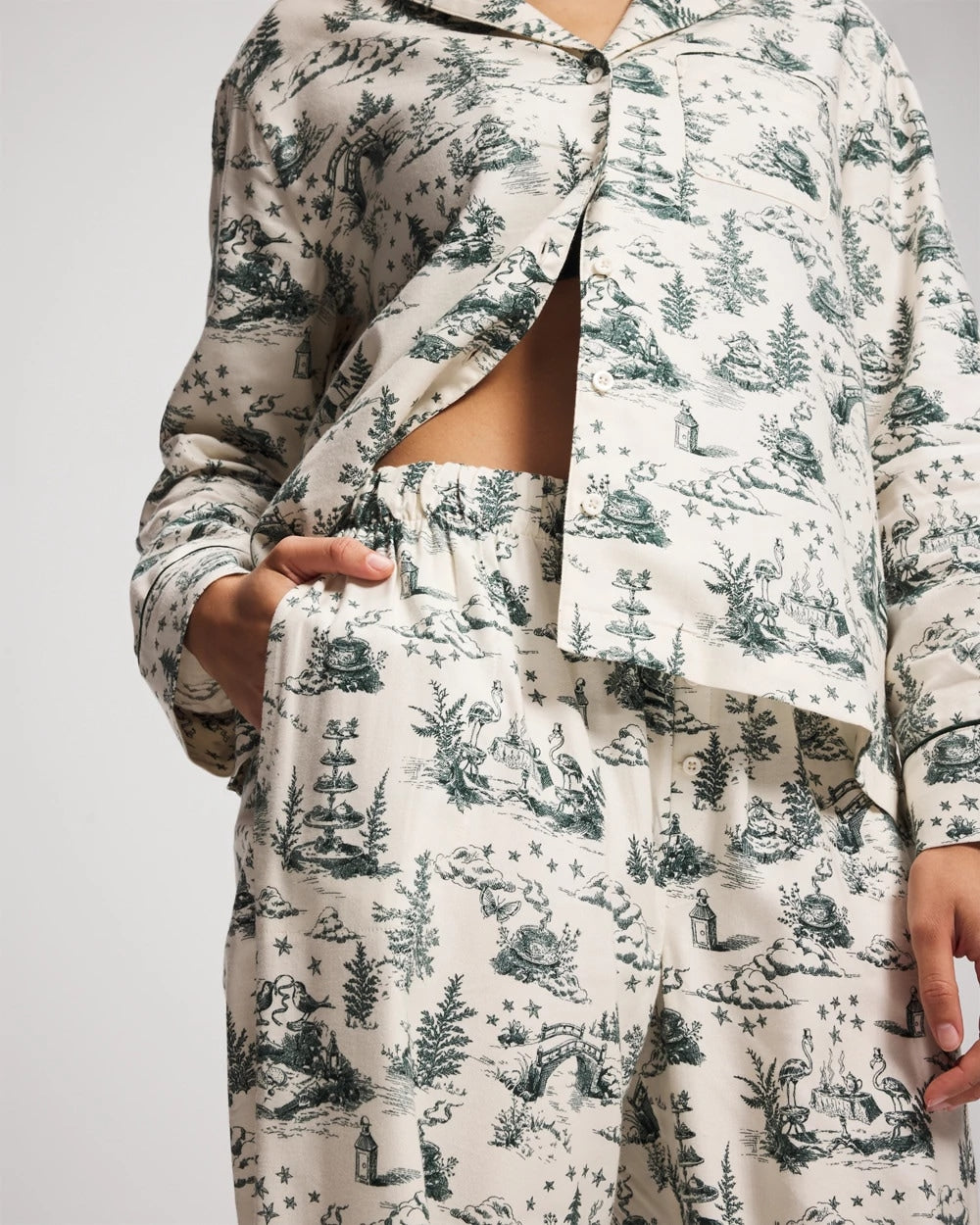 Soma / Piped Pajama Pant ENCHANTED TOILE GREEN