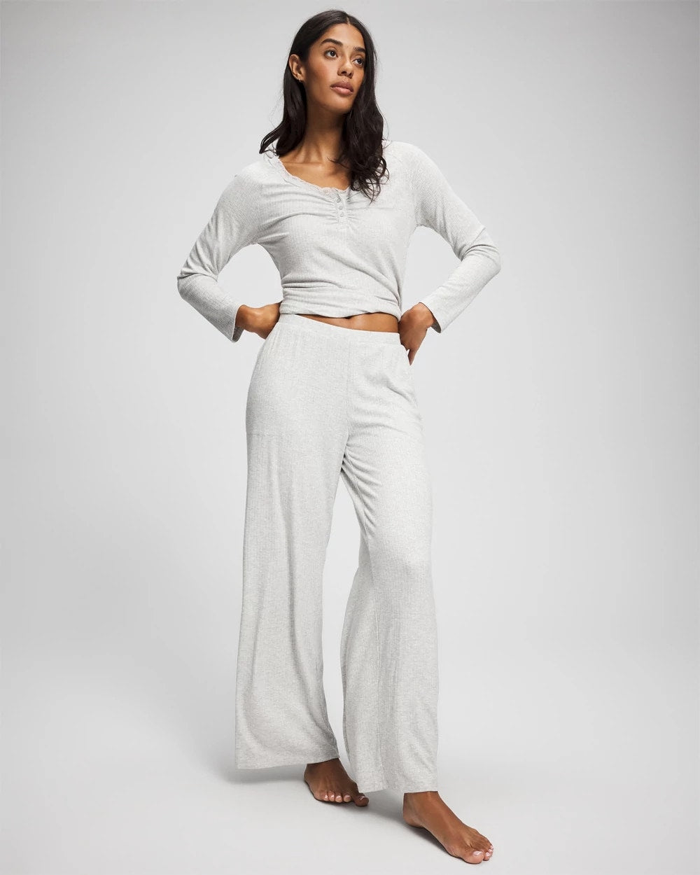 Soma / Pointelle Wide Leg Pajama Pant HEATHER FROST