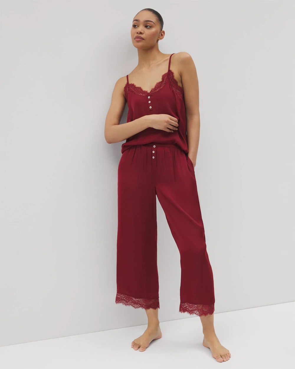 Soma / Lace Trim Crop Pajama Pant FIRST KISS