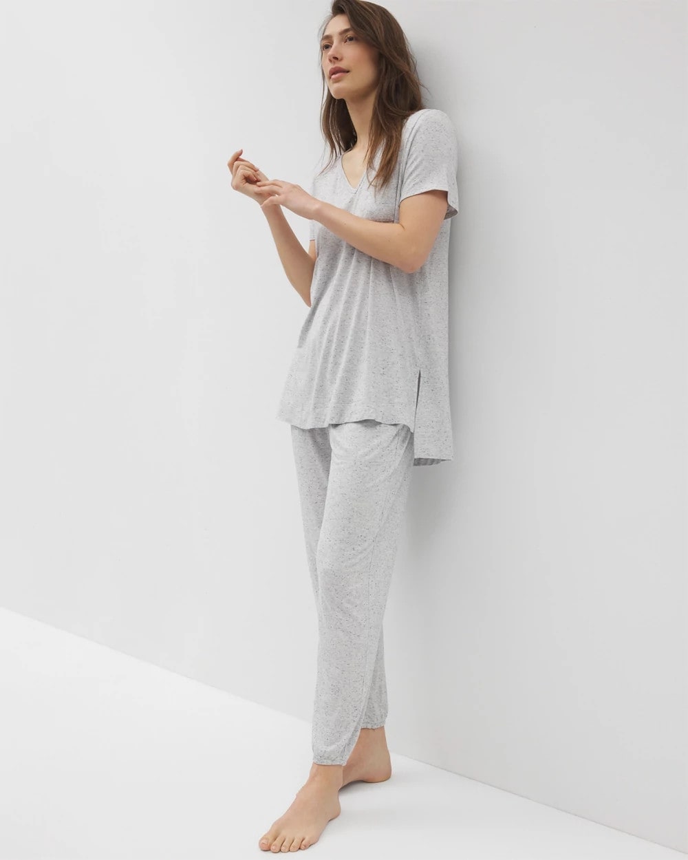 Soma / Slub Short Sleeve Tunic Pajama Tee BLUE SLUB