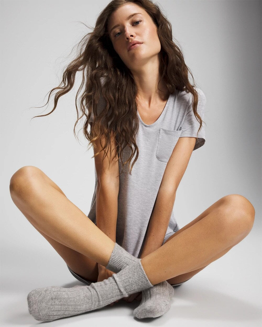 Soma / Short-Sleeve Sleepshirt HEATHER OPAL GRAY