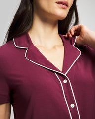 Soma / Solid Short Sleeve Notch Collar Pajama Top VELVET PLUM