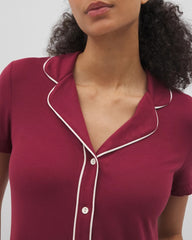 Soma / Solid Short Sleeve Notch Collar Pajama Top GARNET