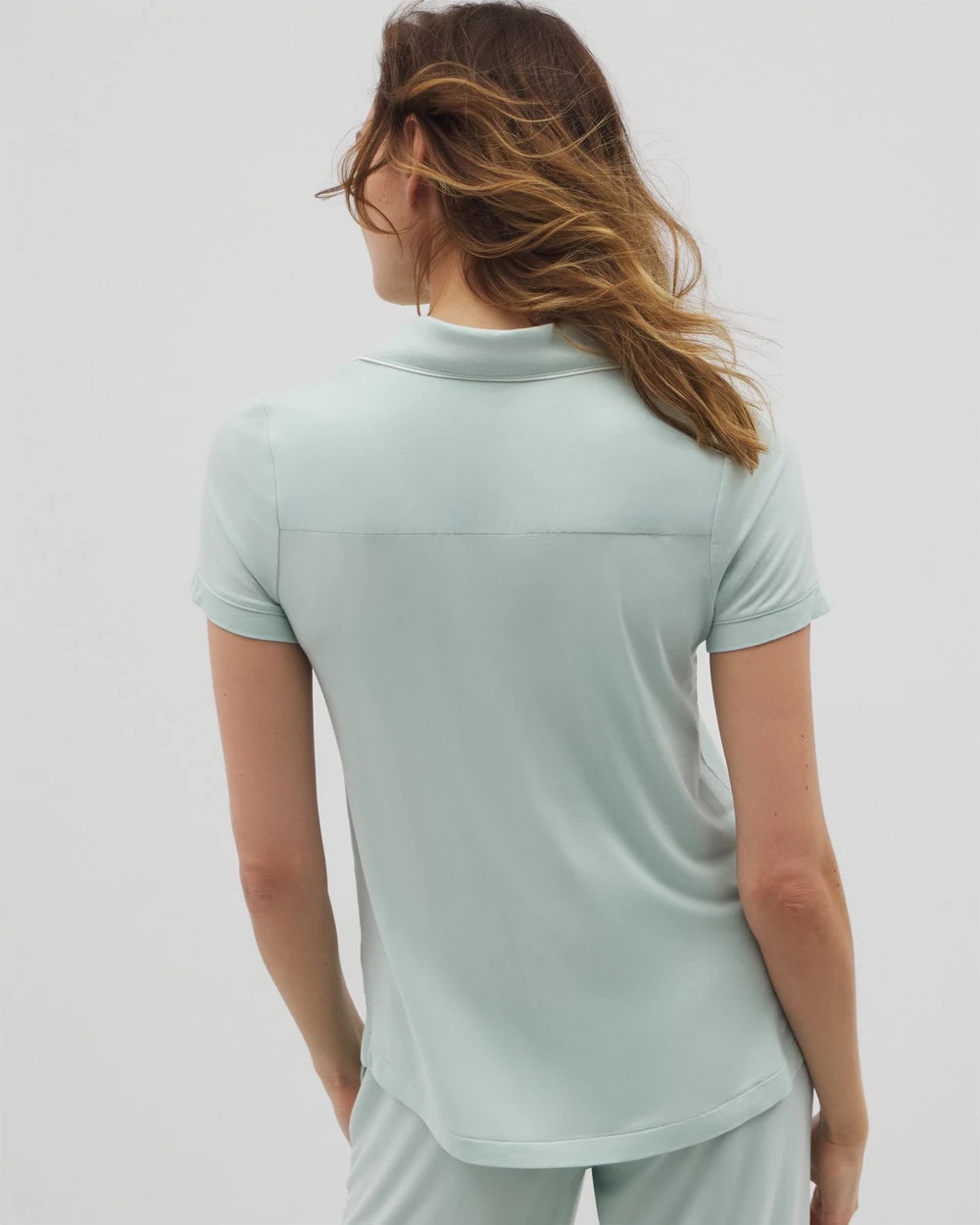 Soma / Solid Short Sleeve Notch Collar Pajama Top HARBOR GREEN