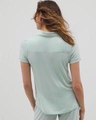 Soma / Solid Short Sleeve Notch Collar Pajama Top HARBOR GREEN