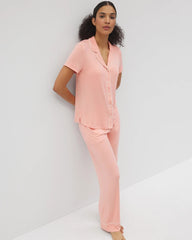 Soma / Solid Short Sleeve Notch Collar Pajama Top PALOMA GLOW