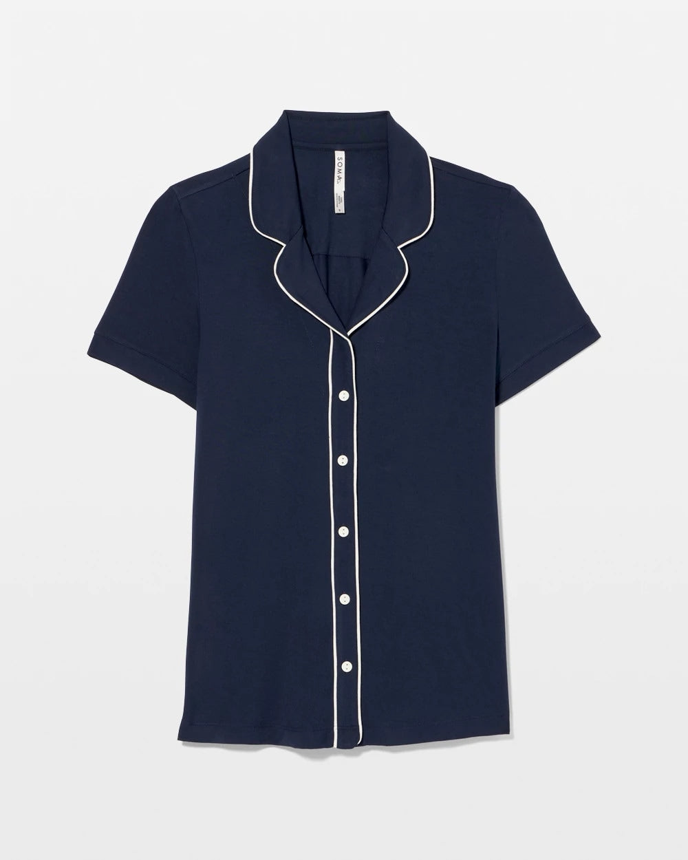 Soma / Solid Short Sleeve Notch Collar Pajama Top NIGHTFALL NAVY