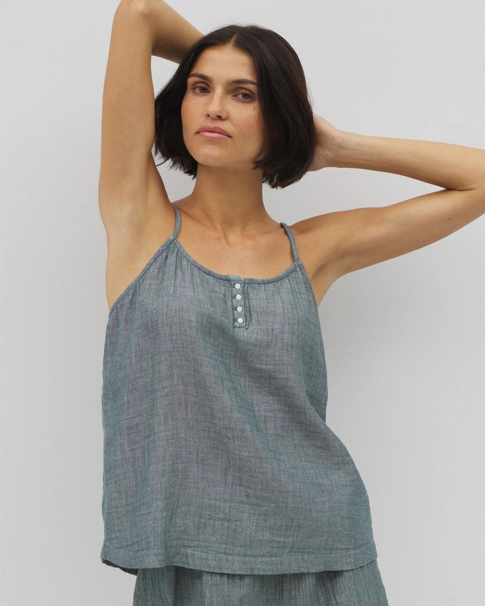 Soma / Cotton Gauze Pajama Cami DARK SEA CROSSDYE
