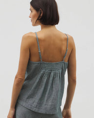 Soma / Cotton Gauze Pajama Cami DARK SEA CROSSDYE
