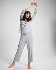 Soma / Long-Sleeve Printed Notch Collar Pajama Top PEACEFUL DOT HEATHER
