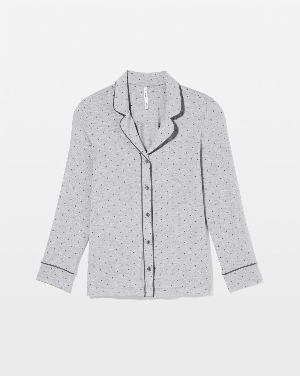 Soma / Long-Sleeve Printed Notch Collar Pajama Top PEACEFUL DOT HEATHER