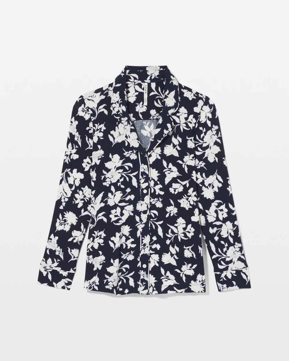 Soma / Long-Sleeve Printed Notch Collar Pajama Top SERENITY PETALS NAVY