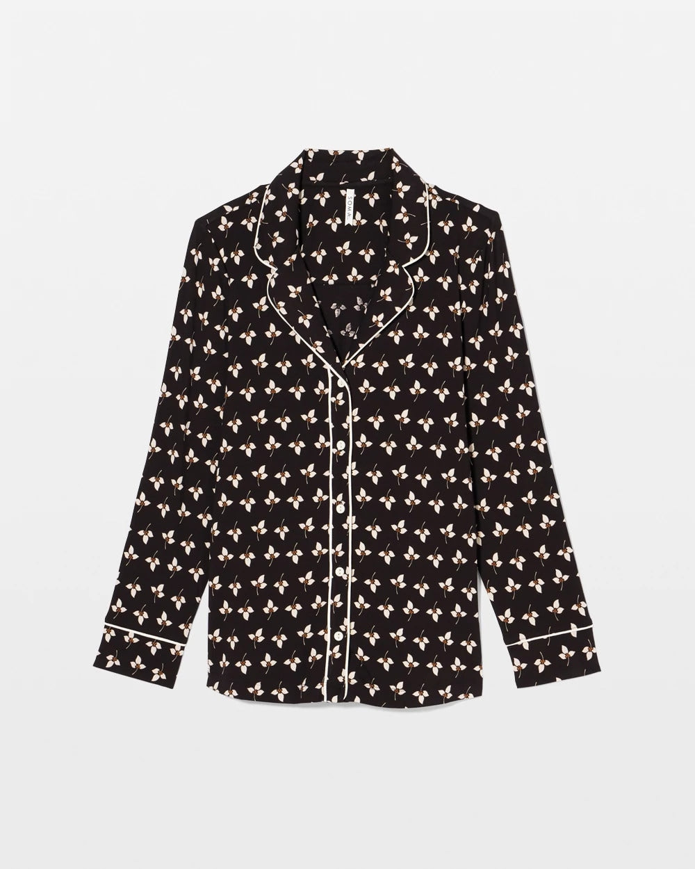 Soma / Long-Sleeve Printed Notch Collar Pajama Top PEACEFUL PETALS BLACK
