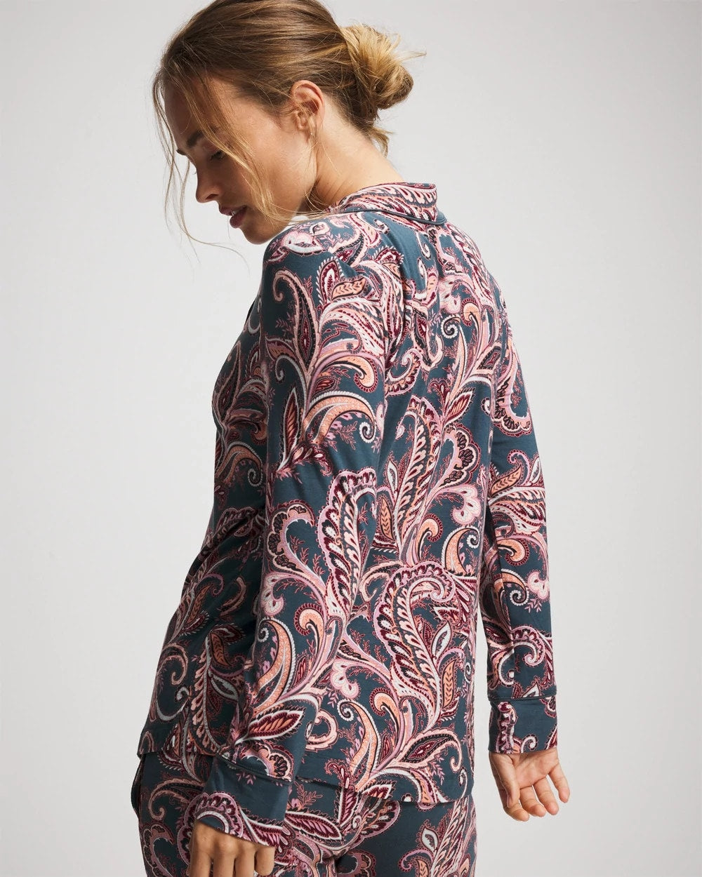 Soma / Long-Sleeve Printed Notch Collar Pajama Top IMPERIAL PAISLEY MD PET