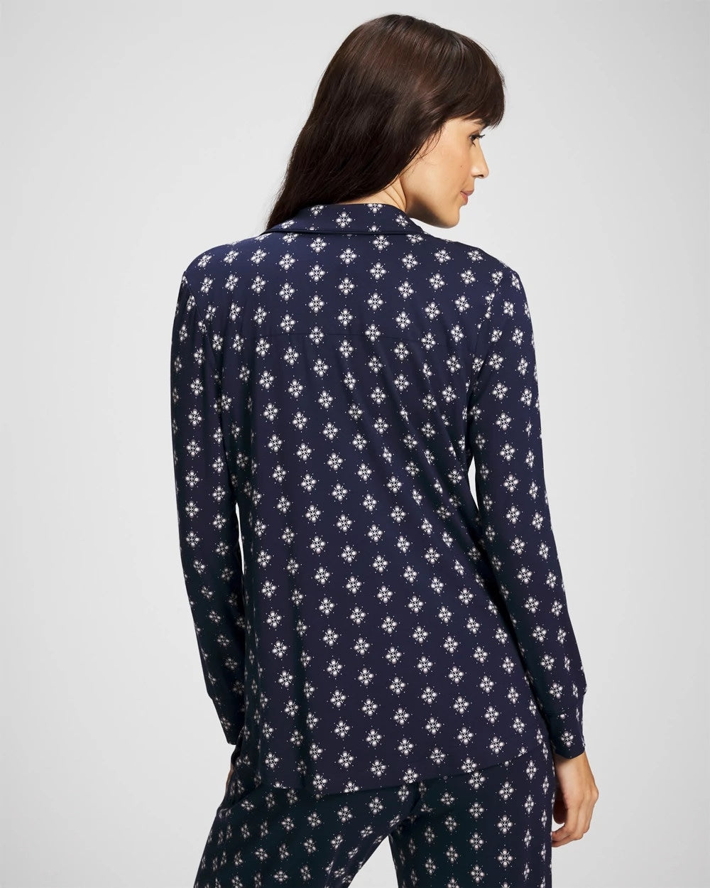 Soma / Long-Sleeve Printed Notch Collar Pajama Top BELLE FOULARD NAVY