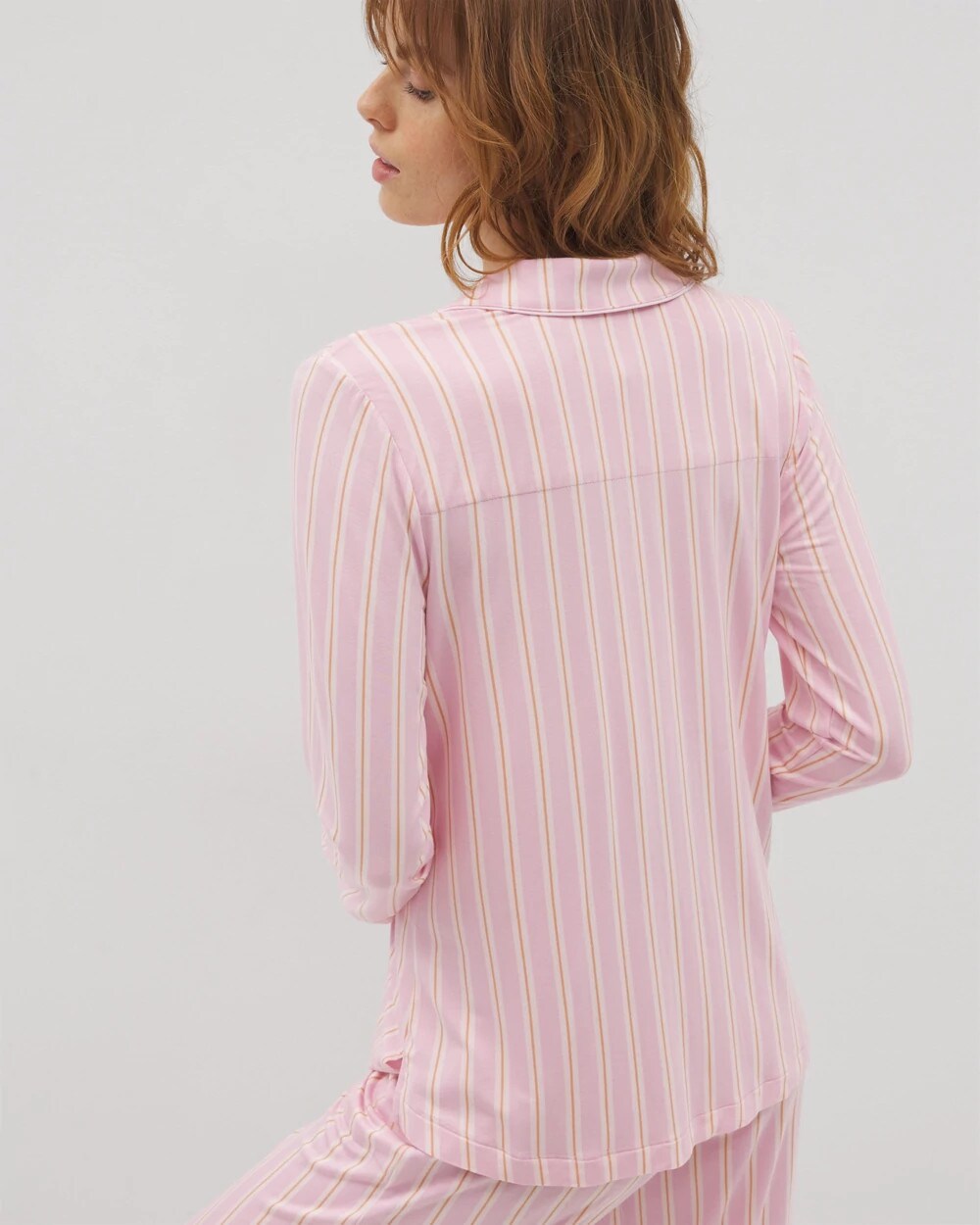 Soma / Long-Sleeve Printed Notch Collar Pajama Top BLISS STRIPE LAVENDER